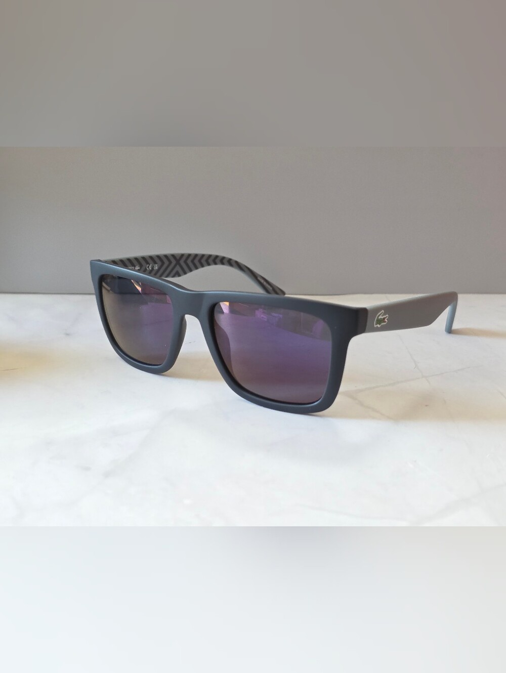 Lacoste L750S Matte Gray Sunglasses Purple Mirror Lenses